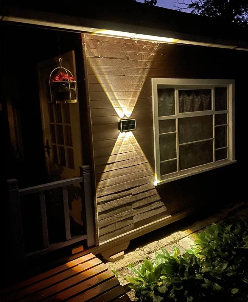 Solar Up and Down Wall Lights Deck Pathway Lights Exterior Wall Lamps Outdoor Landscape Lightings Solar Powered Security Lights