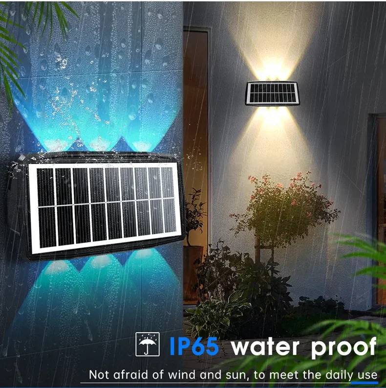 Solar Up and Down Wall Lights Deck Pathway Lights Exterior Wall Lamps Outdoor Landscape Lightings Solar Powered Security Lights