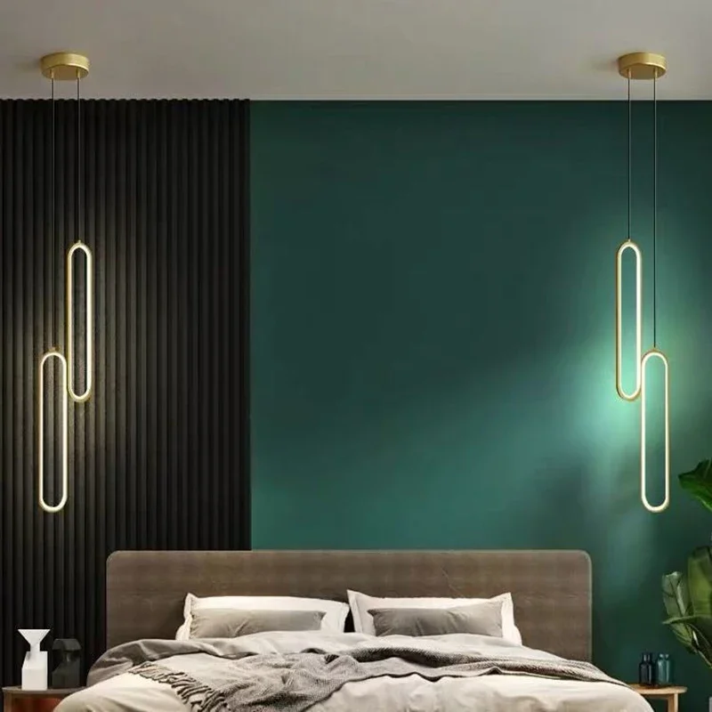 Modern LED Pendant Light Black Gold Bedside Lighting Lamp Living Room Dining Room Bedroom Hanging Lamps Decor Led Fixtrue Lustre Pendant Lights