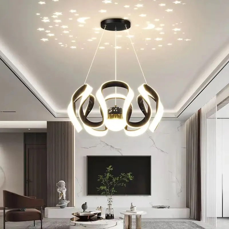 LED chandelier, Nordic luxury restaurant, living room, dining table, modern and personalized bar decoration light designer Pendant Lights