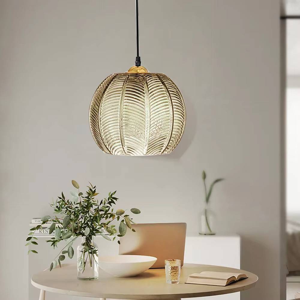 Ribbed Colorful Glass Ball Pendant Light Pendant Lights