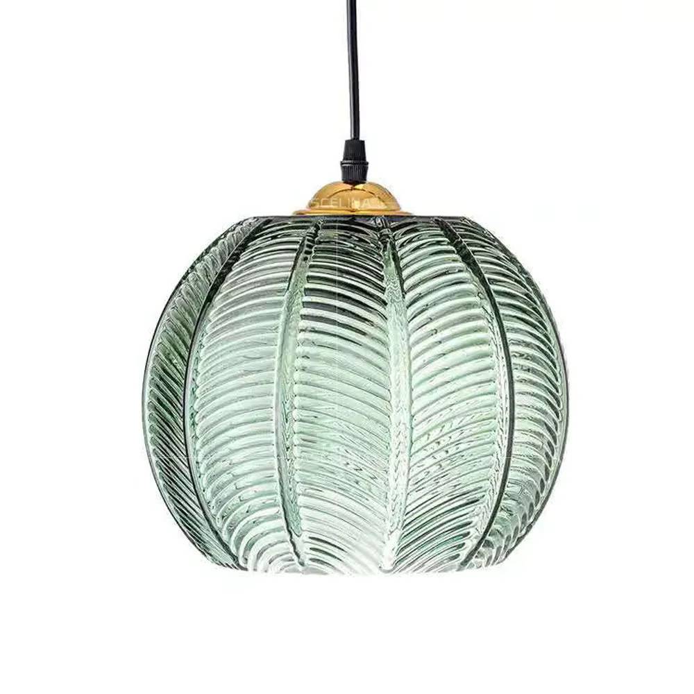 Ribbed Colorful Glass Ball Pendant Light Pendant Lights