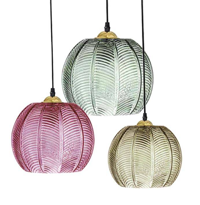 Ribbed Colorful Glass Ball Pendant Light Pendant Lights