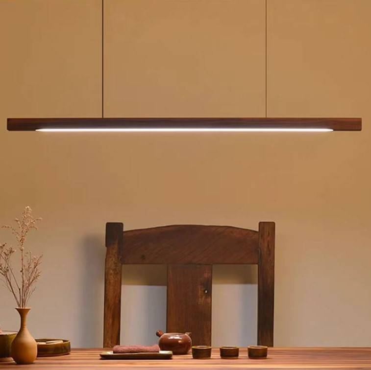 Sensor Controlled Linear Wooden Pendant Light Chandeliers Pendant Lights