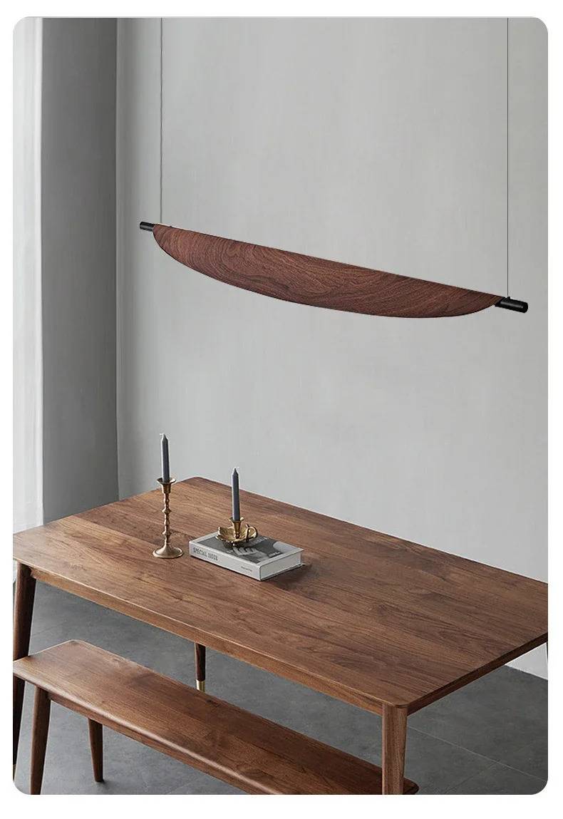Wood Grain Leaf Shape LED Linear Pendant Light Chandeliers Pendant Lights