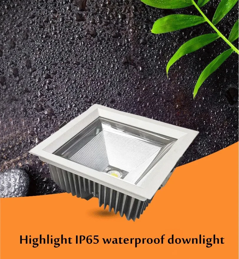 Embedded IP65 Waterproof Downlight 10W 15W 20W AC 90-260V COB Recessed Anti Fog Bathroom Kitchen Sauna Hotel Use LED Downlight LED Ceiling Downlights