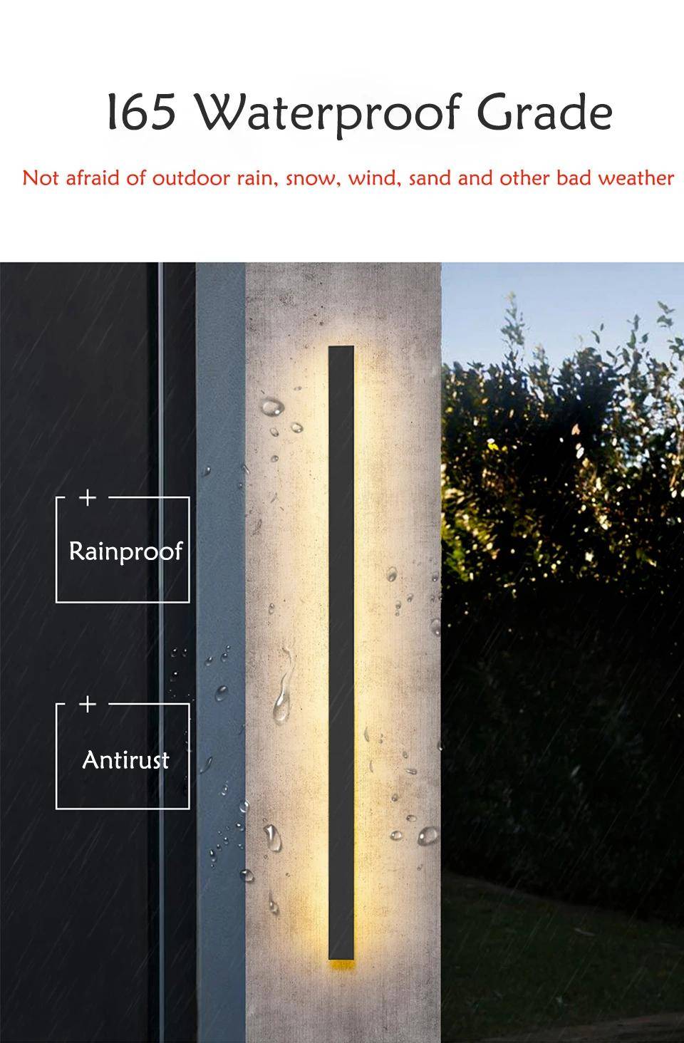 Long Slim outdoor Porch Wall Lights Exterior Wall Lamps Outdoor Landscape Lightings